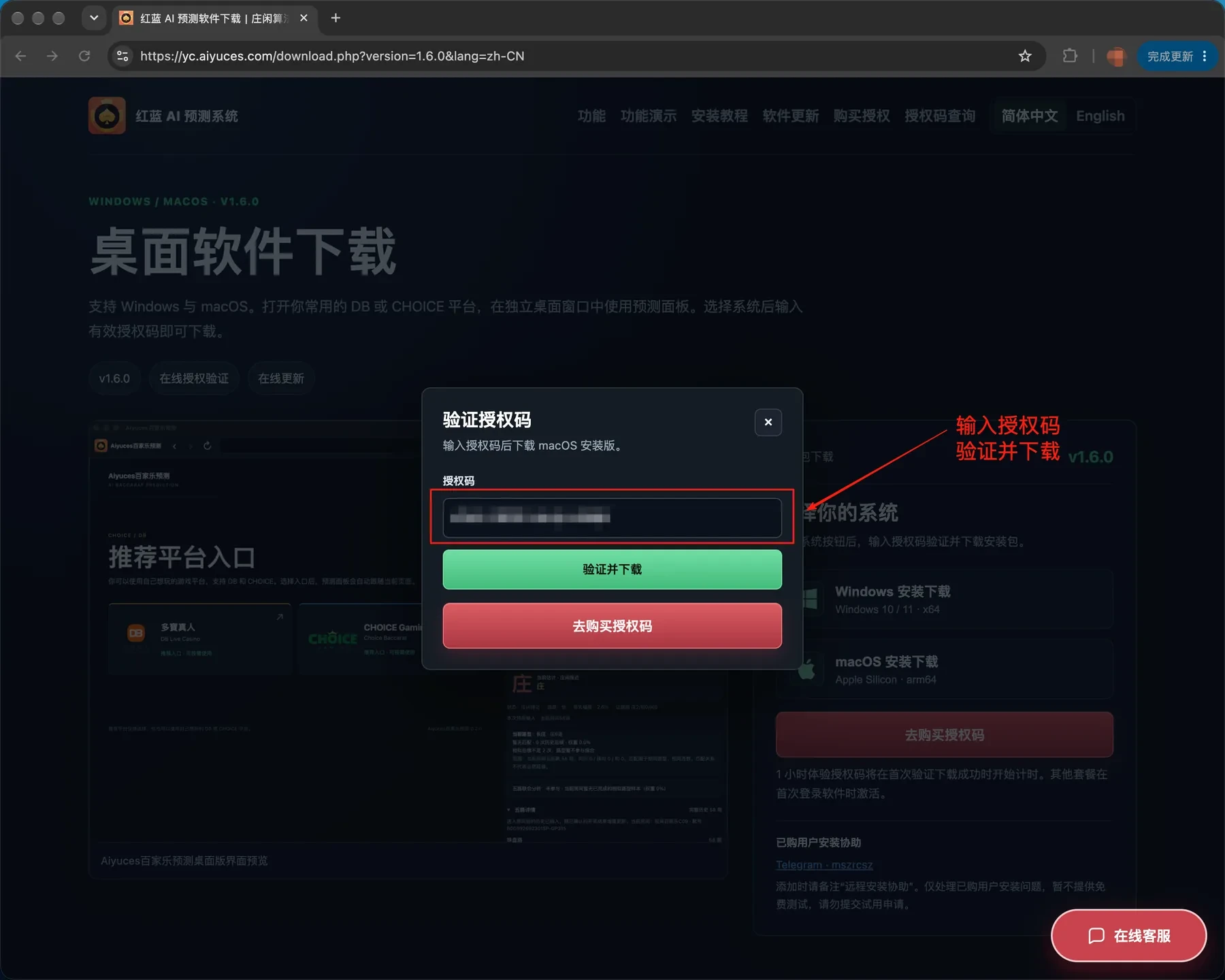 安装下载授权码验证窗口